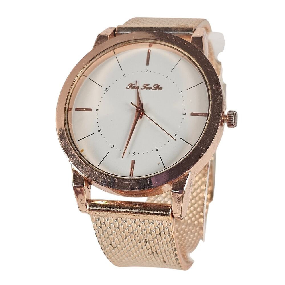 Fei Fei Da Quartz Watch Rose Gold Tone 39.9mm Case Mesh Band Tested New Battery